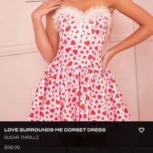New with tags Sugarthrillz heart love surrounds me corset dress